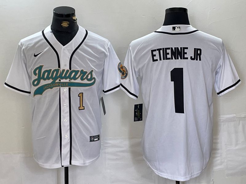 Men Jacksonville Jaguars #1 Etienne JR White Joint Name 2024 Nike Limited NFL Jersey style 2->jacksonville jaguars->NFL Jersey